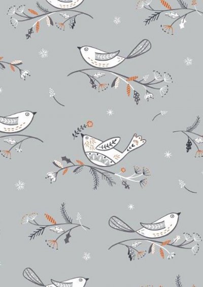 Winterfold - Birds on Branch in Gray