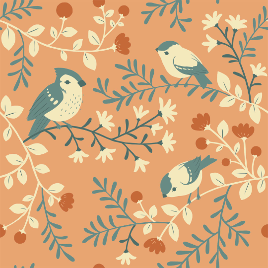 Best of Teagan White - Birds and Branches Coral | Organic Poplin