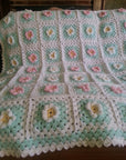 Granny Square Crochet Blanket, Cherry Blossom Crochet Blanket, Pink Floral Baby Blanket, Custom Flower Crochet Blanket, Floral Baby Afghan
