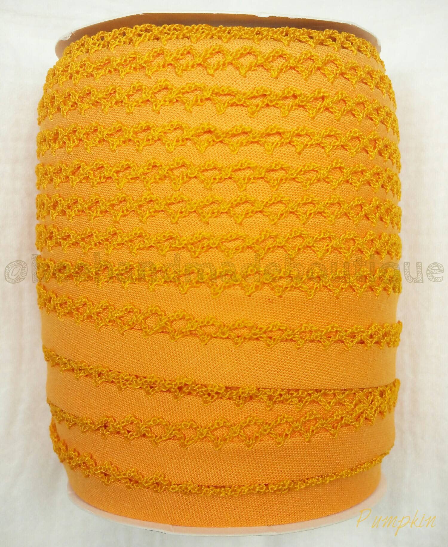 Orange Crochet Bias Tape, Double Fold Crochet Edge Bias Tape, Picot Edge Bias Tape, Quilt Binding, PUMPKIN Crochet Bias Tape, Bias Binding