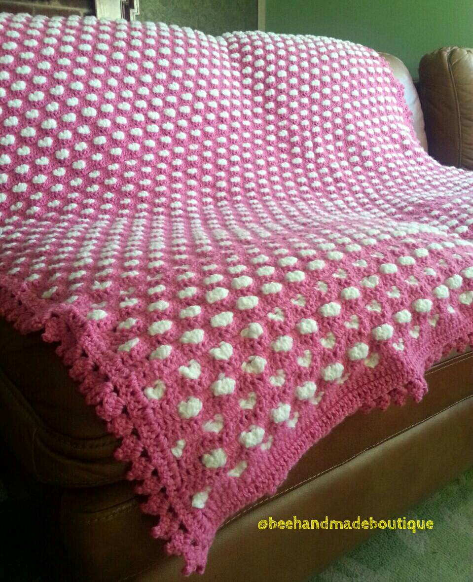 Polka Dot Crochet Blanket 