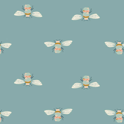 Bumble Buzz, Art Gallery Fabric, Bee Fabric,  Garden Dreamer, Maureen Cracknell, Bee on Blue Fabric, Fabric by the Yard, Art Gallery Bee