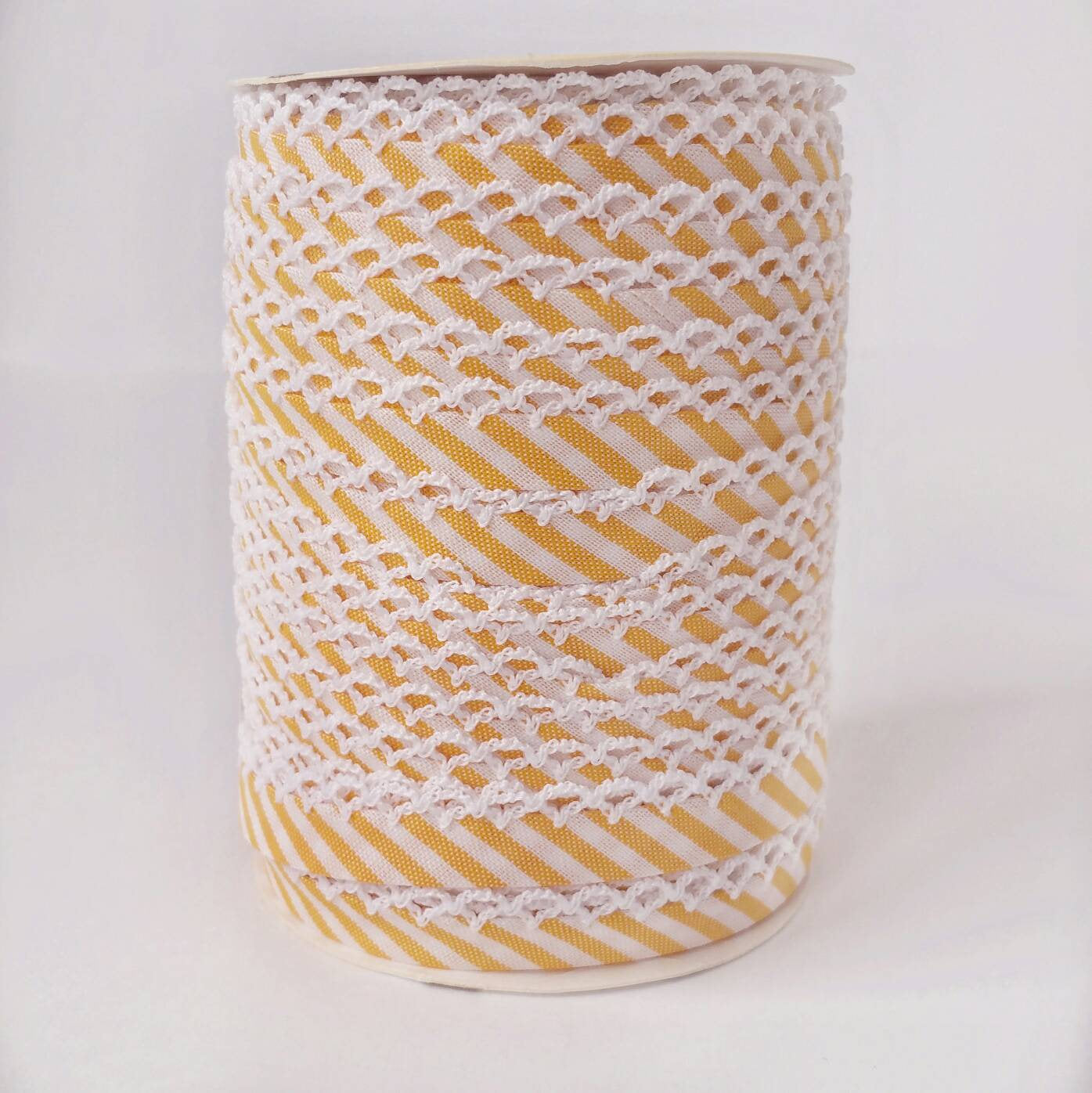 Yellow Stripe Double Fold Crochet Bias Tape 