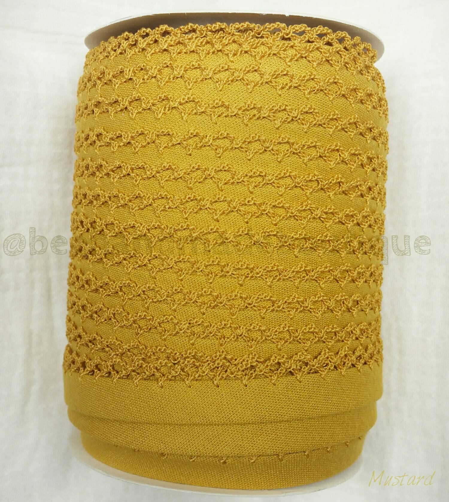Mustard Crochet Edge Bias Tape 