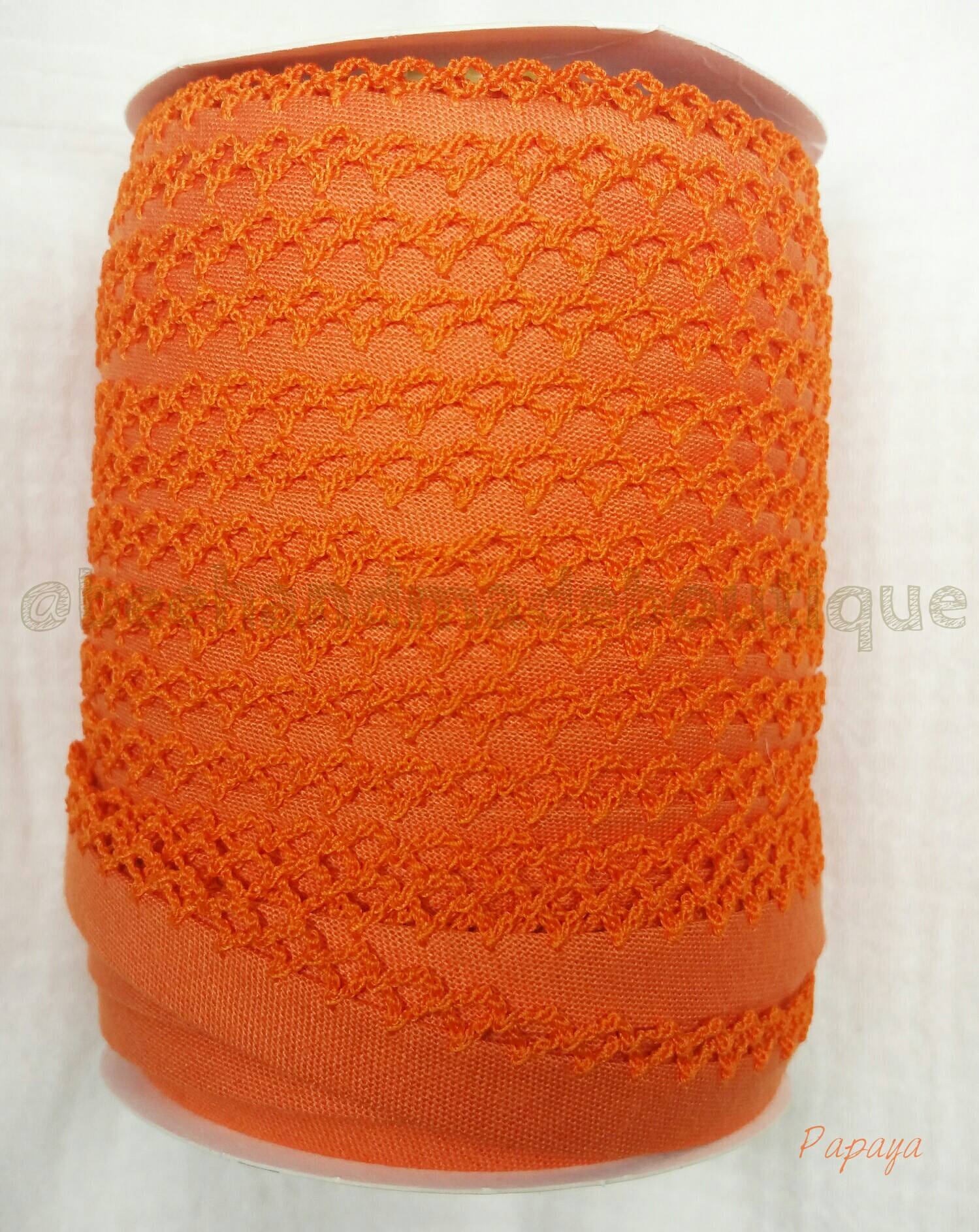 Orange Crochet Bias Tape, Double Fold Crochet Edge Bias Tape, Picot Edge Bias Tape, Quilt Binding, PAPAYA Crochet Bias Tape, Bias Binding