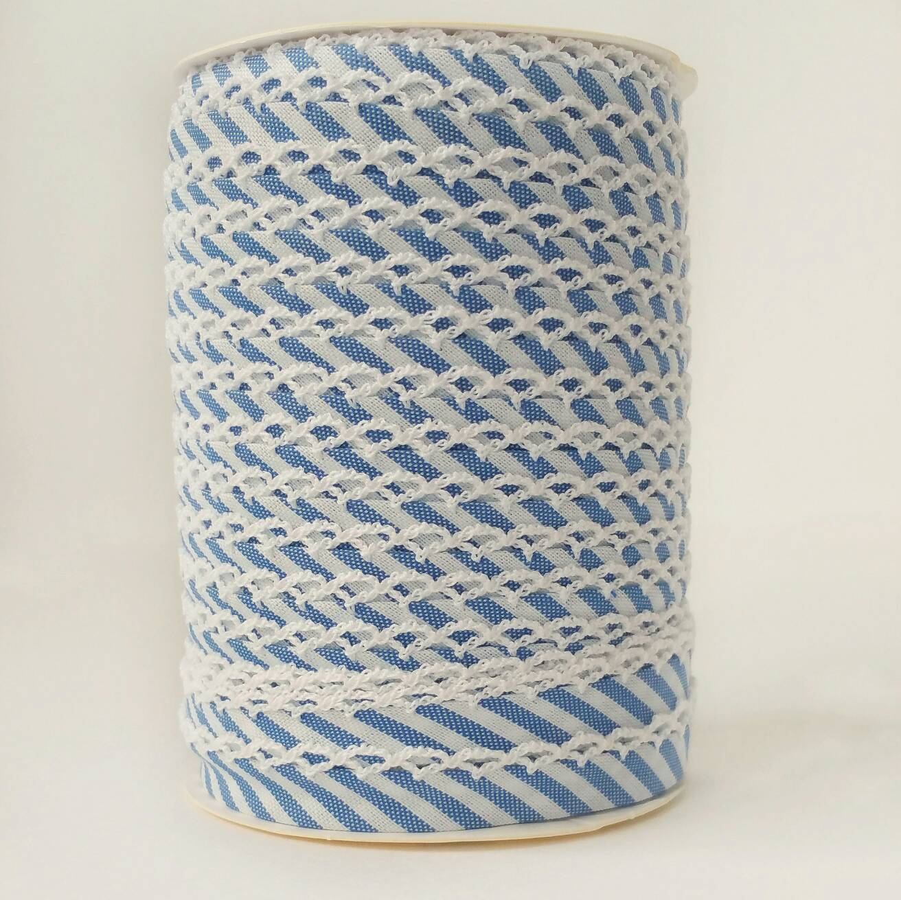 Navy Blue Stripe Crochet Bias Tape 
