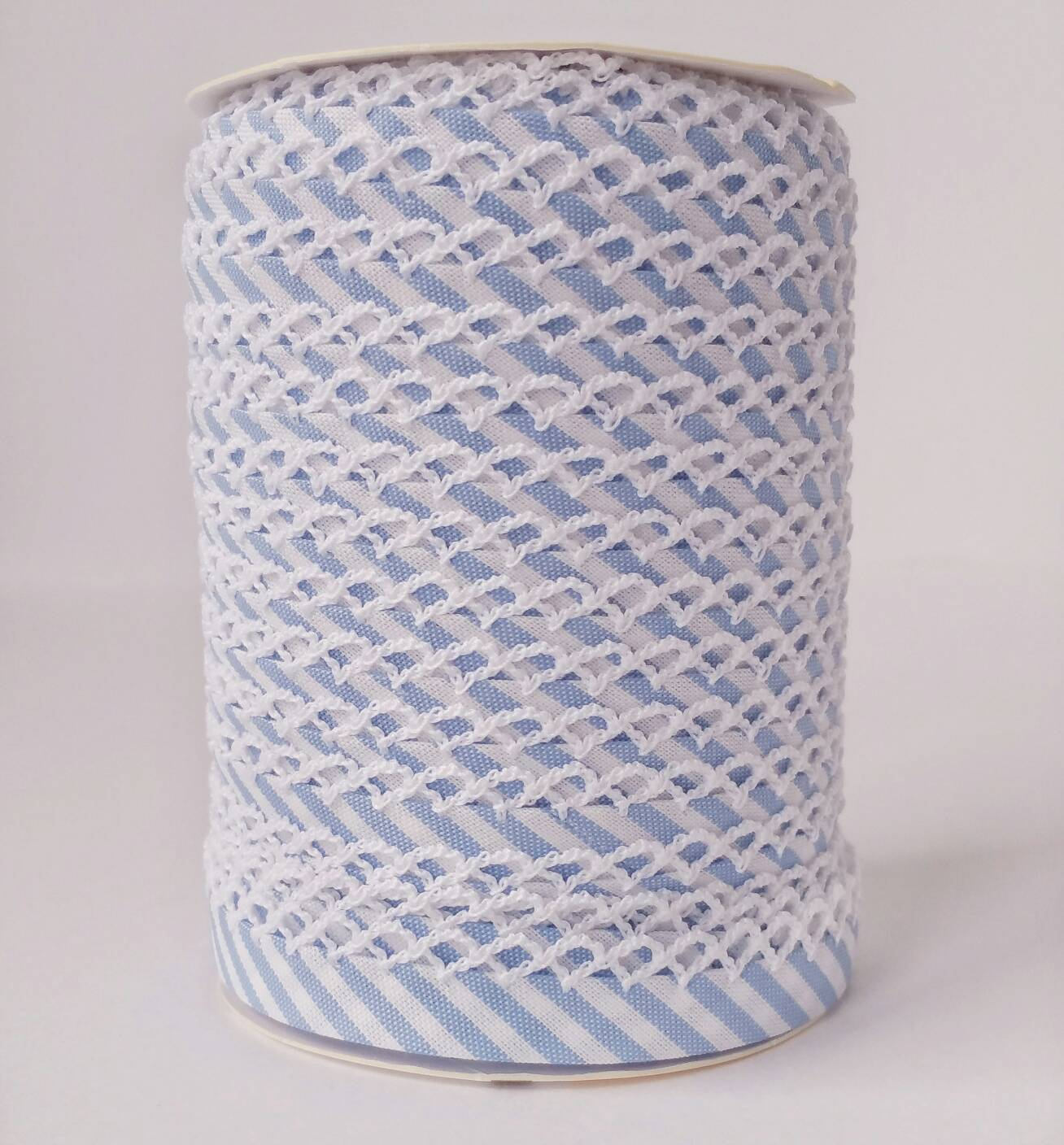 Blue Stripe Crochet Bias Tape 