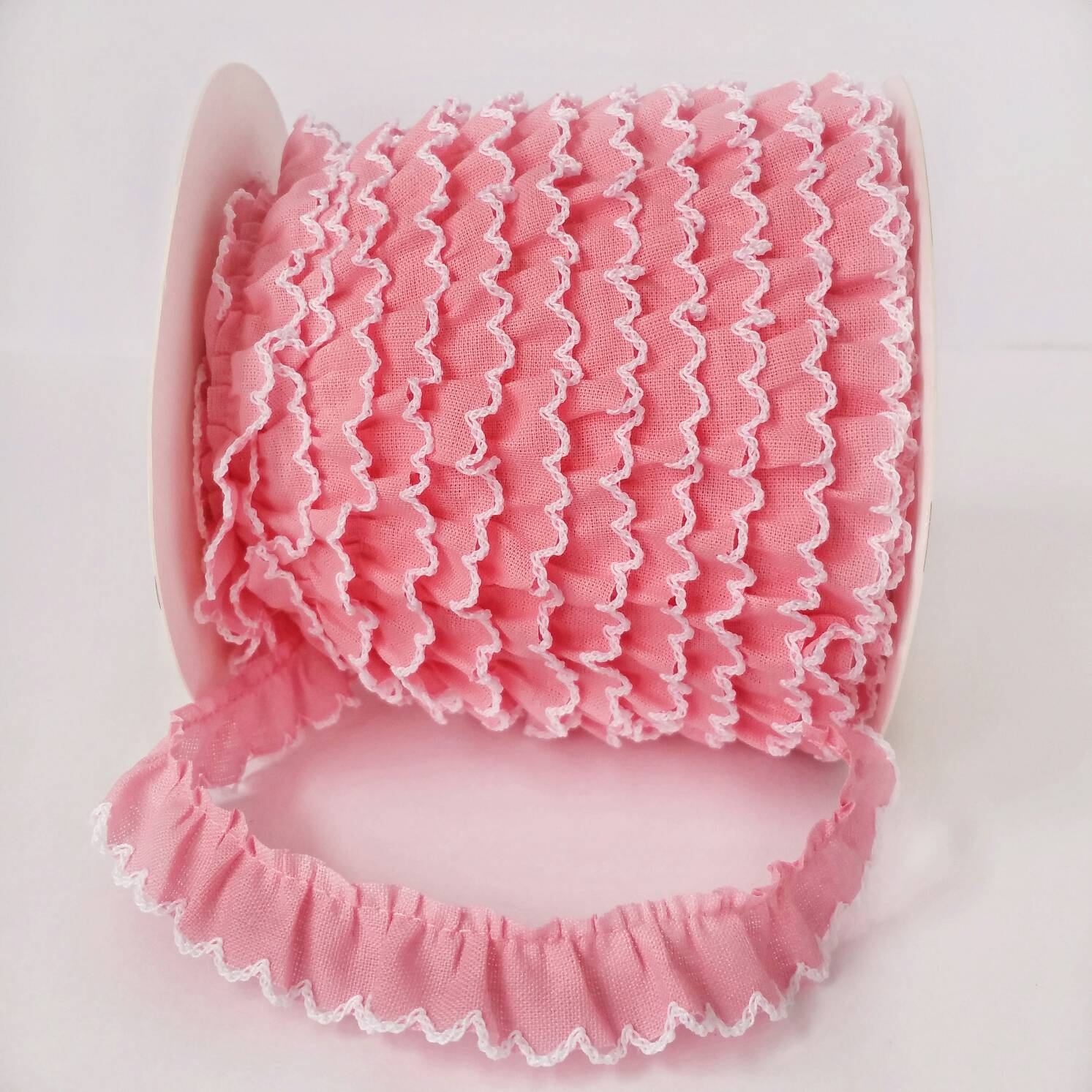 Pink Crochet Edge Ruffled Lace Trim 