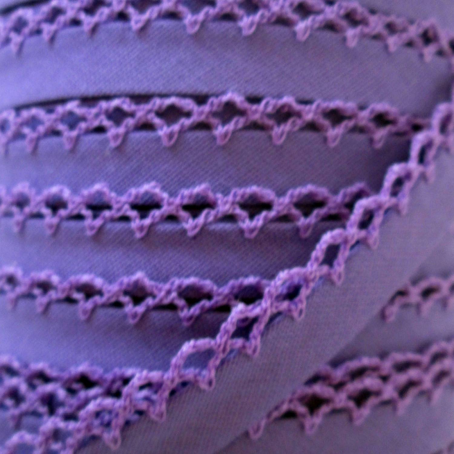 Purple Double Fold Bias Tape, Crochet Edge Bias Tape, Picot Edge, Quilt Binding, AMETHYST Crochet Bias Tape, By the Yard, Purple Lace, Trim