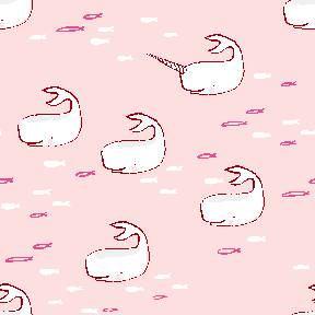 Narwhal Fabric, Michael Miller Fabric, Find the Narwhals in Blossom Pink, Best of Sarah Jane, Out to the Sea Fabric, Fabric by the Yard
