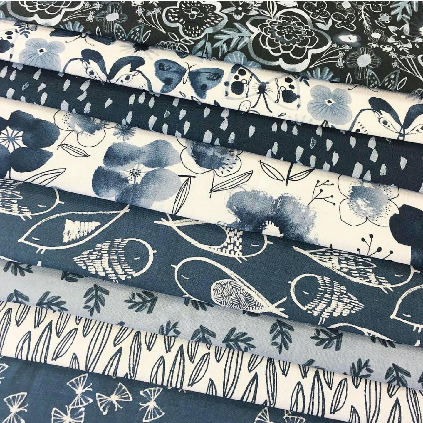 Winter Blue Plant Fabric 